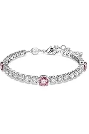 Swarovski Matrix Tennis Armband, Verschillende Slijpvormen, Roze, Rodium Toplaag