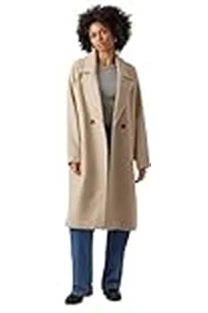 VERO MODA Bestseller A/S Dames VMHAZEL Long Wool Coat BOOS jas, Silver Mink/Detail: Melange, L, , L
