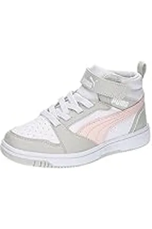 PUMA Rebound V6 Mid Ac+ Ps uniseks-kind Sneaker Mid top, WHITE-FROSTY PINK-SEDATE GRAY, 30 EU
