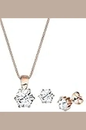 Elli Sieraden Set Dames Klassiek Eenzaam Hanger Set Oorbellen met Kristallen in 925 Sterling Zilver Roségoud Verguld