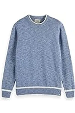 Scotch&Soda Heren Regular Crew Neck Cotton Blend Pullover Sweater Sweater, Blue Melange 0886, L
