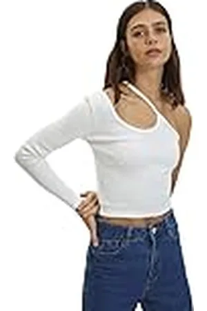 Trendyol Vrouwen Slanke Bodycon Asymmetrische Kraag Gebreide Blouse, , XL