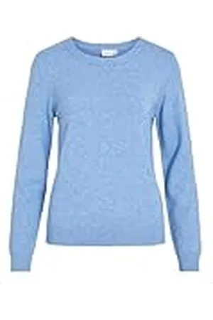VILA Viril O-hals L/S gebreide top voor dames, Zalig Blauw, M