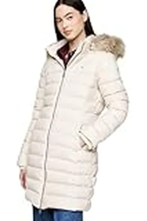 Tommy Hilfiger Dames TJW ESSENTIAL HOODED DOWN COAT DW0DW18864 Puffer Coat, Beige (krantenpapier), S, , S