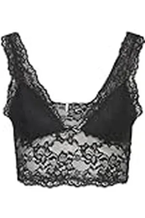 Pieces® Bralette kant - Lace Bra Top - Zwarte dames kanten bh top - - S
