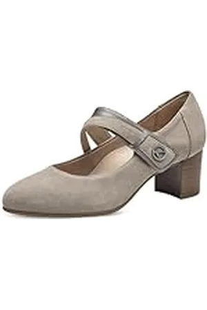 Tamaris Comfort Mary Jane damespumps met riem van leer, lichtgrijs, 37 EU