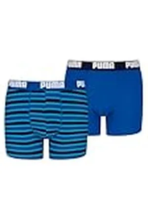 PUMA Jongens Jongens Everyday Gestreepte Boxers Boxer (set van 2), Navy/Blue - Nieuw, 170-176