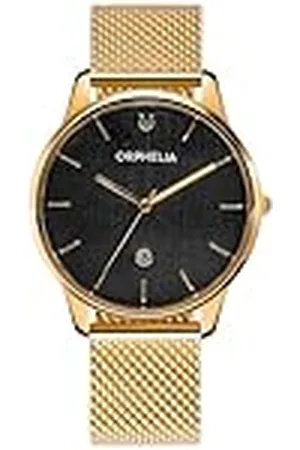 ORPHELIA Portobello Analoog herenhorloge met roestvrijstalen armband, goud, goud, armband