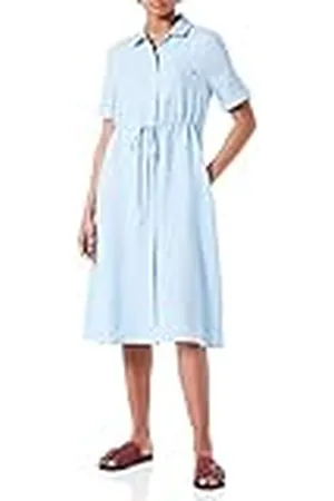 Tommy Hilfiger Linnen Midi Ss Fit & Flare jurken voor dames, , 64