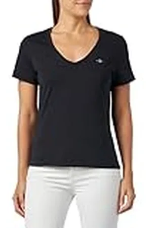 GANT Reg Shield Ss T-shirt met V-hals voor dames, , XS