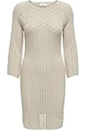 ONLY Dames korte gebreide jurk mini haakjurk ONLNola Life lange mouwen, , L