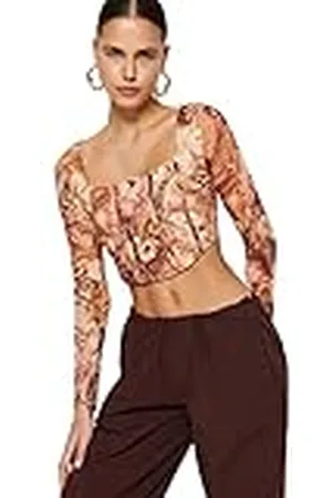 Trendyol Dames slim fit basic vierkante kraag gebreide blouse shirt, , M