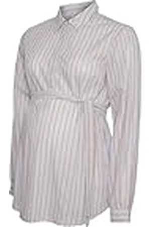 Mama;licious Dames MLCABANA LIA L/S WO Shirt 2F Blouse, Lichtblauw/Stripes: Vibrant Oranje, XS, , XS