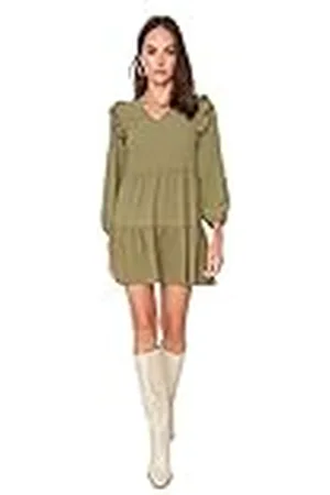Trendyol Dames Woman Mini A-lijn V-hals Woven Dress Jurk, , 42