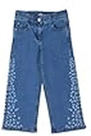 QS by s.Oliver Meisjes Wide Leg: Jeans met bloemenpatroon, , 122 cm