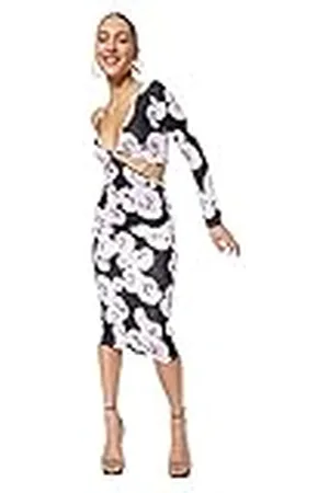 Trendyol Midi Bodycon getailleerde gebreide jurk voor dames, Meerkleurig, 36