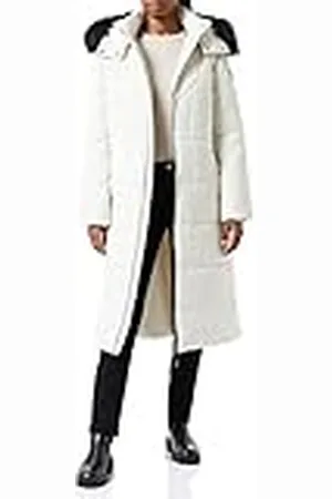 Mexx Dames midilengte Hooded Padded Jacket met Fake Fur Collar Parka, , XL