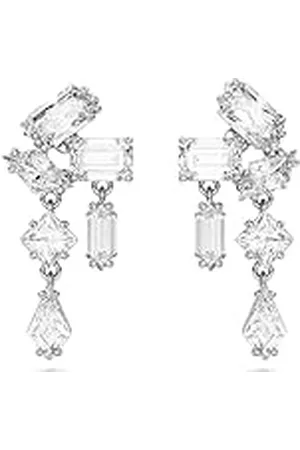 Swarovski Mesmera Oorhangers, Verschillende Slijpvormen, Wit, Rodium Toplaag