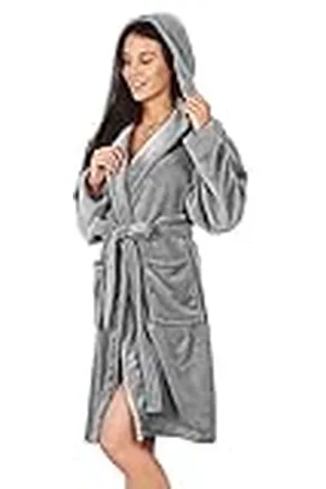 DECOKING Badjas XS - XXXL kort dames heren unisex met capuchon ochtendjas microvezel zacht licht knuffelig microvezel fleece Robby, , XS