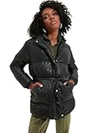 Trendyol Black Hooded Mobile Gedetailleerde Arched Coats mantel dames, , S