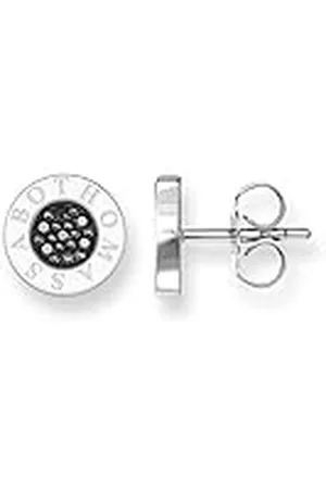 Thomas Sabo Unisex-Ohrstecker Sterling Silber Classic mit Branding und schwarzen Zirkonia im Pavé-Muster Größe: 0,9 cm H1547-051-11