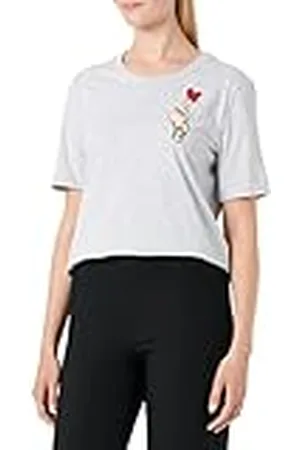 Moschino Dames Regular Fit Short Sleeves with Heart Olographic Print T-Shirt, , 42