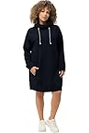 Ulla Popken Sweatkleid voor dames, Stehkragen, Langarm, Taschen-jurk, Marinier, 48-50