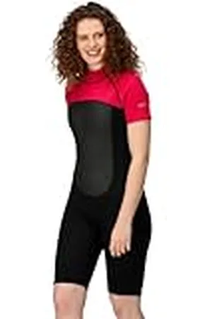 Regatta Wmnsshortywetsuit Uitslagbescherming, Black/Dark Cerise, 46 Unisex, Volwassenen
