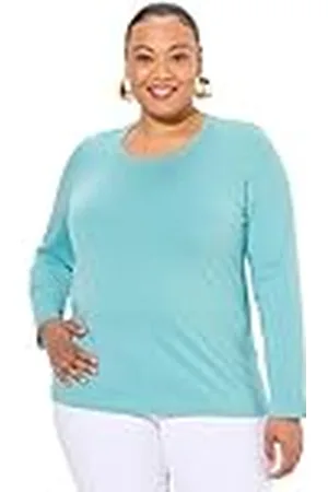 Ulla Popken Dames grote maten plus size shirt, slim, ronde hals, lange mouwen, , 54/56 NL