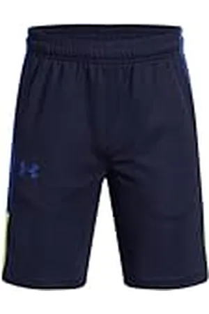 Under Armour Baseline Basketbalshorts voor jongens, Midnight Navy/Morph Green/Tech Blue, M