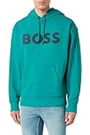 HUGO BOSS Heren WebasicHood Hoodie van katoen-terry met rubberen logo-print, , M