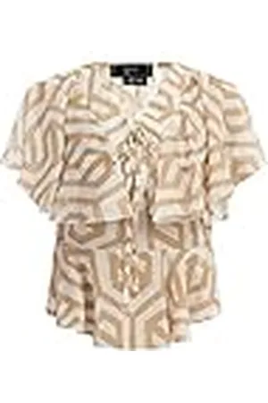 Faina Damesblouse 19527015, beige-wit, L, , L