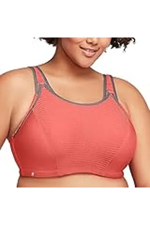 Glamorise Vrouwen Volledige Figuur Elite Prestaties Verstelbare Wonderwire Sport BH #9167, Koraal/Grijs, 80D