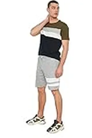 Trendyol Heren Regular Fit-tafelte Shorts & Bermuda Casual Shorts, Gray, Extra Large