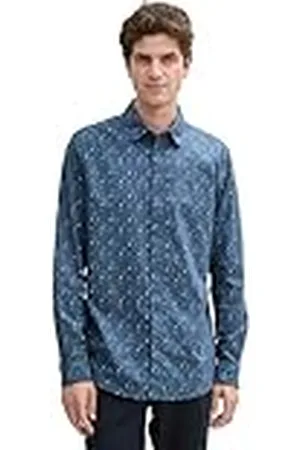 TOM TAILOR Heren 1045072 overhemd, 37146-middenblauw gestreept ontwerp, XXL, , XXL