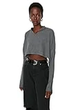Trendyol Vrouwen Crop Standaard Staande Kraag Gebreide Blouse, , L