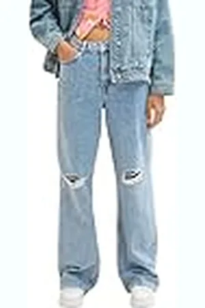 TOM TAILOR Dames 1035419 Wide Leg Jeans, 10122-destroyed Light Stone Blue Denim, XS, , XS