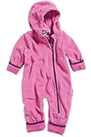 Playshoes Baby fleece overall, ademende uniseks jumpsuit voor jongens en meisjes, met lange ritssluiting en capuchon, contrasterende kleuren