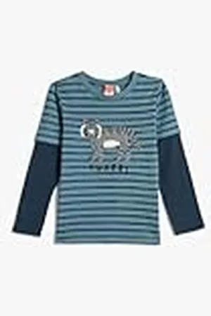 Koton Babyboys Tiger Applique Detail Crew Neck Long Sleeve Cotton T-shirt, , 6-9 Maanden