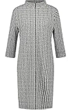 Gerry Weber Elegante jerseyjurk voor dames, met opstaande kraag, 3/4 mouwen, met patroon, geruit, kort, , 42