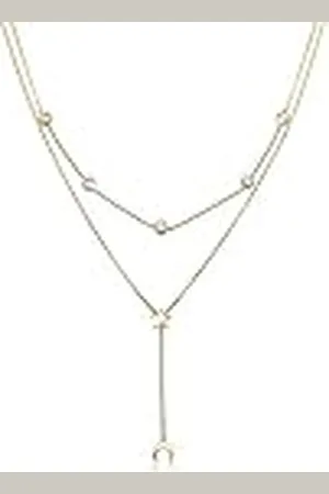 Elli Halsketting Dames Halve Maan Ster Laagje Trend Kristallen in 925 Sterling Zilver