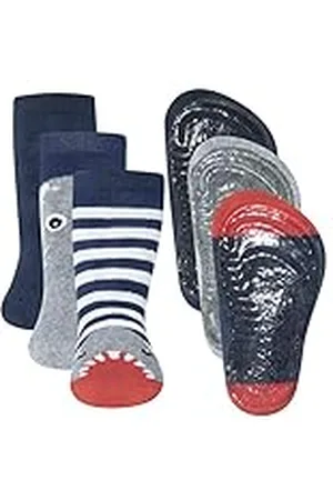 Ewers 3-pack haaienstopper sokken SoftStep, sokken met antislip zool voor jongens, antislip sokken met rubberen zool, MADE IN GERMANY, 3 paar antislip kindersokken voor jongens, maat 25-26