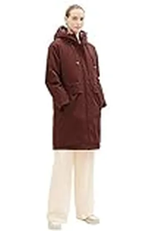 TOM TAILOR Damesregenjas met stiksel en capuchon, , XL
