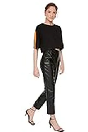 Trendyol Zwarte leren broek shorts voor dames, , 64