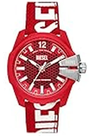 Diesel Reloj para hombre Baby Chief, movimiento solar de tres agujas, caja de aceite de ricino rojo de 43MM con correa de PU de base biológica, DZ4619