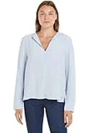Tommy Hilfiger Dames Blouse Crêpe V-hals, (Breezy Blue), 40, (Breezy Blue), 66