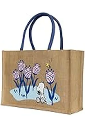 Kanguru Snoopy damestas, shopper tote bag met handgrepen en binnenzak, design van Peanuts, perfect voor winkelen, reizen, universiteit, lunch, trendy en chic, robuust, groot, modieus, jute, , 40 cm x 15