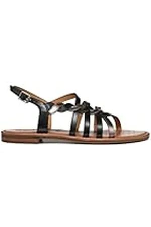 Geox Dames D Sozy S D Flat Sandal, Black/Leather, 41 EU, , 41 EU