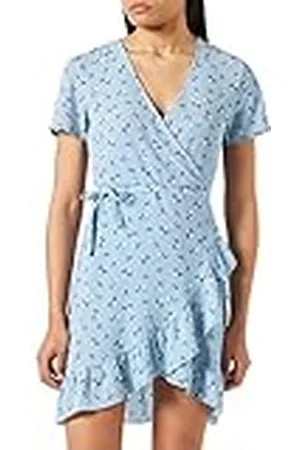 Noisy May Dames Nmclara Bianca S/S Wrap Dress Noos jurk, Cerulean/Aop: bloemen, XL EU, , XL