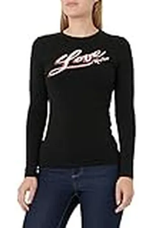 Moschino Dames Tight-Fitting Lange Mouwen met Brand Signature Print T-shirt, , 42